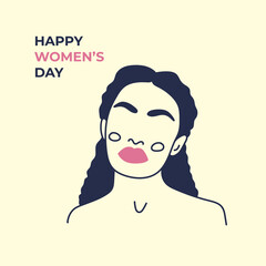 Vector cards with illustrations with women faces. International womens day postcards. Sisterhood and Feminism. Graceful line art postcards, social media post