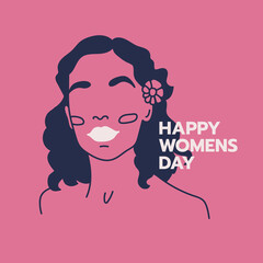 Vector cards with illustrations with women faces. International womens day postcards. Sisterhood and Feminism. Graceful line art postcards, social media post