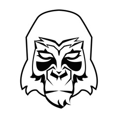 wild gorilla animal head monochrome color icon