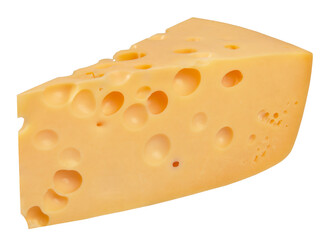 The perfect pieces of swiss cheese isolated on white background with clipping path