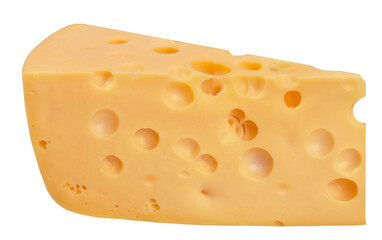 The perfect pieces of swiss cheese isolated on white background with clipping path
