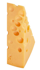 The perfect pieces of swiss cheese isolated on white background with clipping path