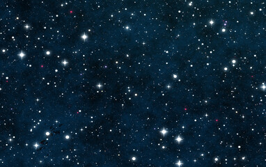 Seamless Starfield with Glowing Stars at Night