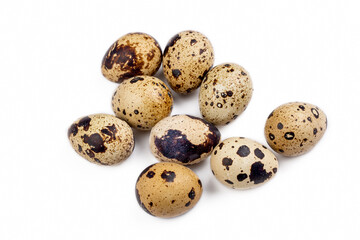 Obraz premium Animal protein quail eggs on a white background