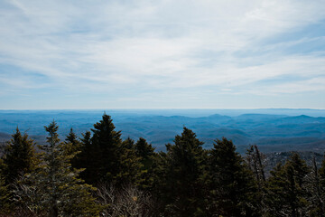 View of the Blue Ridge Mountains in winter from Grandfather Mountain