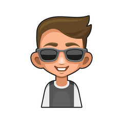 Cute Young Man with Glasses Avatar. Cartoon Style Userpic Icon. Vector