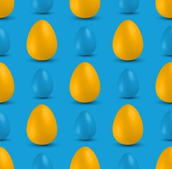 Colored Easter Eggs seamless pattern. 3d easter egg, spring holiday traditional symbol.