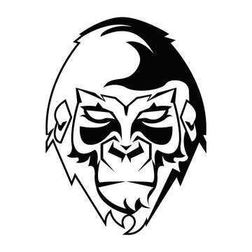 wild gorilla animal head monochrome icon