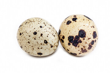 Animal protein quail eggs on a white background