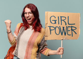 tty student woman activist. girl power concept