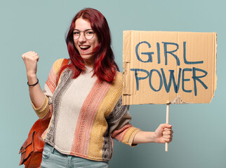 tty student woman activist. girl power concept
