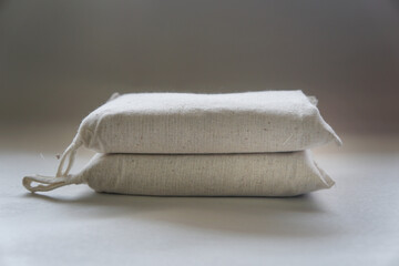 Two sandbags stacked together for use in lab or science experiments. Scientific and physics...