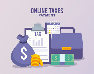 online taxes payment with documents and money