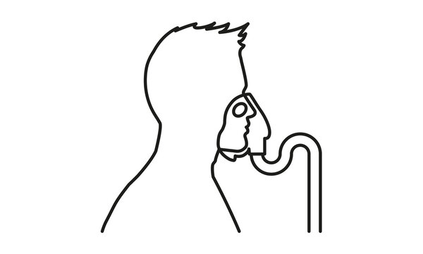 black outline person with oxygen mask clip art preview