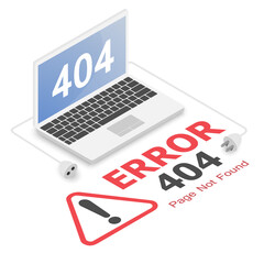 Page not found. Error 404. Isometric vector illustration.