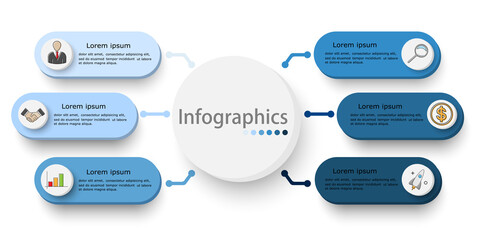 Infographics. Six options. Vector abstract illustration.