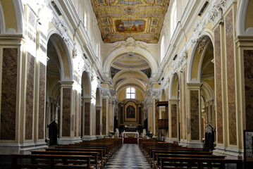 Obraz premium Interior of the Cathedral of Sant'Agata dei Goti, an old town in the province of Benevento, Italy.
