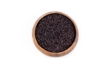 Black rice on the white background