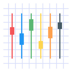 
A candlestick chart icon in flat design
