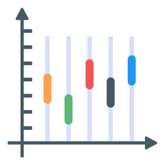 
A candlestick chart icon in flat design
