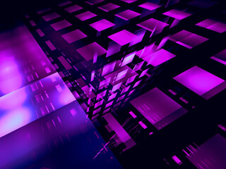 Abstract geometric background of cubes with perspective effect - 3d illustration