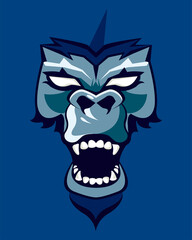 wild gorilla animal head blue and gray colors