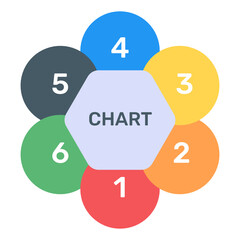 
A petals chart with floral infographic, flat icon
