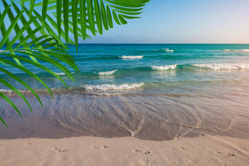 Beautiful tropical beach and sea in paradise place. Vacation concept.