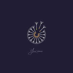 Dandelion logo. Delicate, delicate, cool, fresh, light. Vector illustration