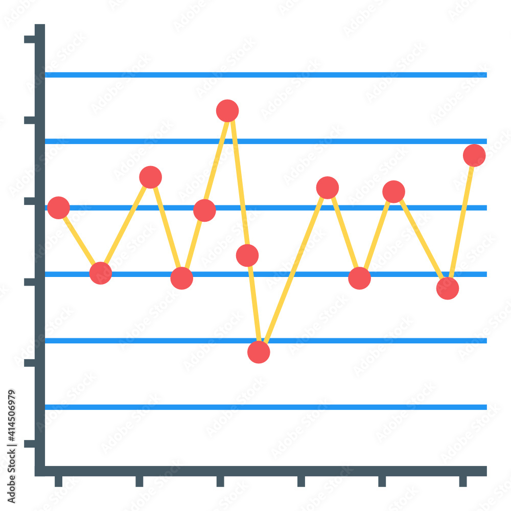 Poster flat icon of control graph, editable vector