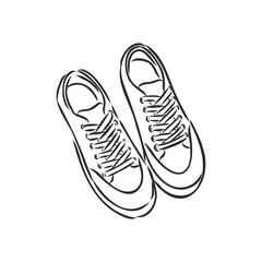 Sneakers. Vector hand drawn illustration. Sketch style. isolated on white. sneakers, vector sketch on a white background