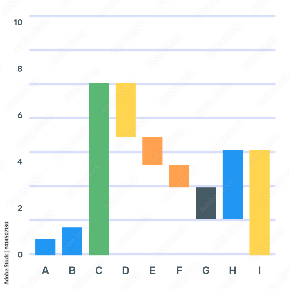 Sticker download this editable flat icon of waterfall graph