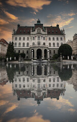 Fototapeta premium A beautiful reflection of the old university building