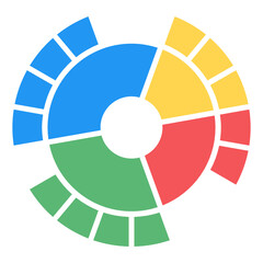 Naklejka premium A flat pie chart icon in editable design 