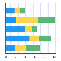 
A flat icon of stacked bar chart in modern editable vector
