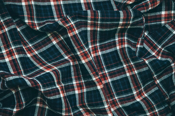  Woolen checkered fabric texture. Warm winter blanket
