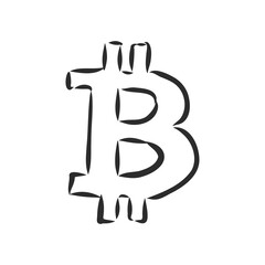 Bitcoin symbol. Outline vector illustration isolated on white background. bitcoin, vector sketch on a white background
