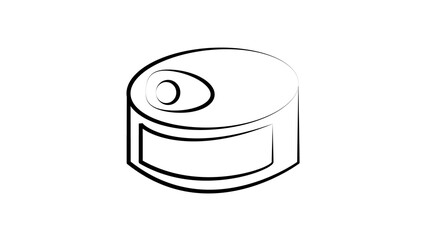 Black line Canned food icon isolated on white background. Food for animals. Pet food can. 
