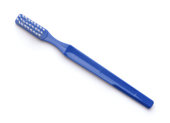 Top view of blue plastic toothbrush