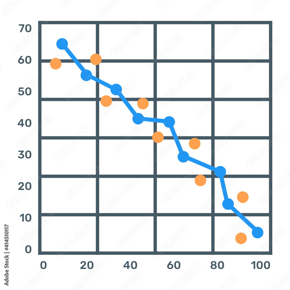 Canvas Prints icon of scatter line graph in editable quality visual