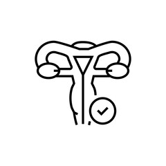 Female reproductive system icon. Gynecology checkup illustration.