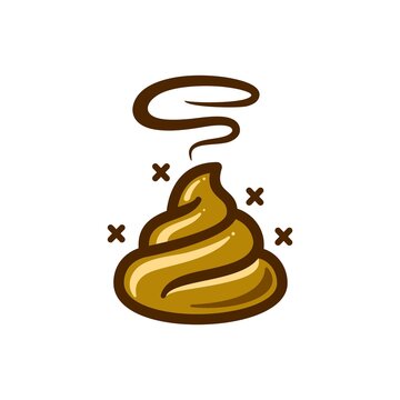 stinky poop with flies emoji vector, Bunch of brown shit icon in trendy line style vector image. Dog Poop logo symbol sign. Cartoon style poo. cream Vector illustration image