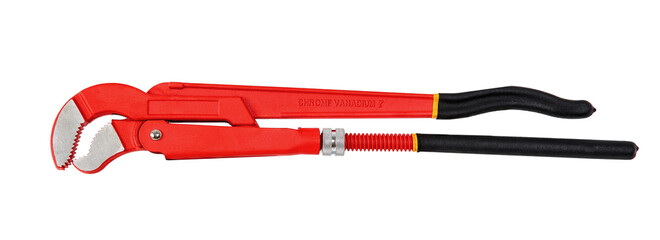 hydraulic wrench with red handle isolated on white background