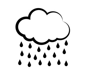 Cloud and precipitation in the form of rain on a white background. Symbol. Vector illustration.