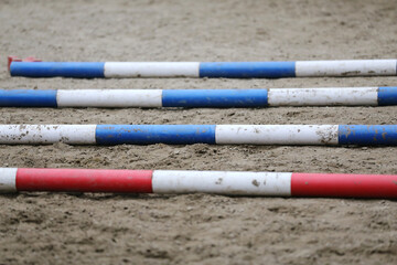 Obstacles for horses in a riding school