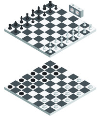 Isometric Chess and Checker board set