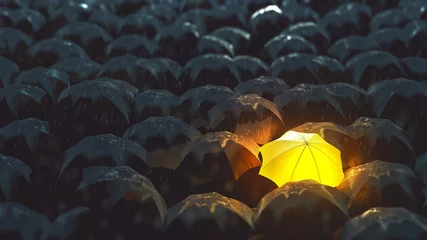 Fotobehang Bright Umbrella in Darkness © Kevin Carden