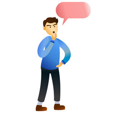 cartoon illustration of a man thinking something