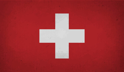 Vector illustration of Happy Switzerland National Day 01 August. Waving flags isolated on gray background.