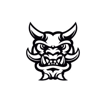 Demon illustration. Modern sports logo style mascot.